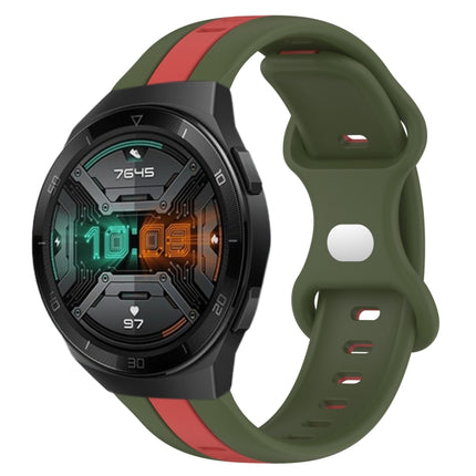20mm Butterfly Buckle Two-Color Silicone Watch Band, For Huawei Watch GT 2E, For Huawei GT2 46mm