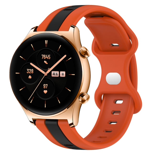 20mm Butterfly Buckle Two-Color Silicone Watch Band, For Honor Watch GS 3, For Honor Watch GS Pro