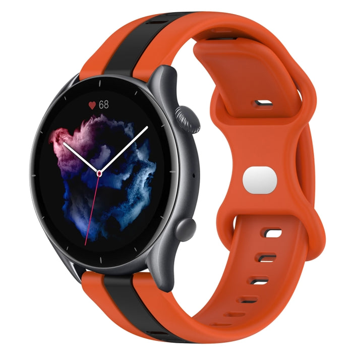 22mm Butterfly Buckle Two-Color Silicone Watch Band, For Amazfit GTR 3 Pro, For Amazfit GTR 2e