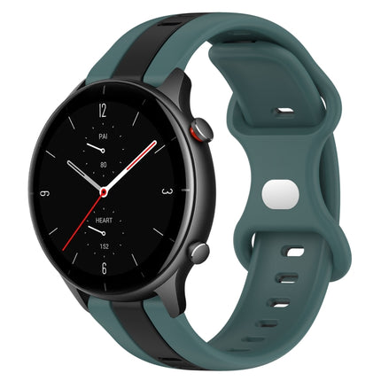 22mm Butterfly Buckle Two-Color Silicone Watch Band, For Amazfit GTR 3 Pro, For Amazfit GTR 2e