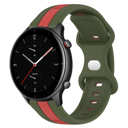 22mm Butterfly Buckle Two-Color Silicone Watch Band, For Amazfit GTR 3 Pro, For Amazfit GTR 2e