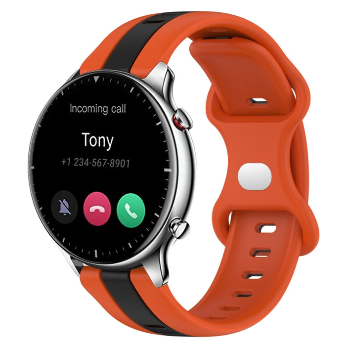 22mm Butterfly Buckle Two-Color Silicone Watch Band, For Amazfit GTR 2, For Amazfit 3