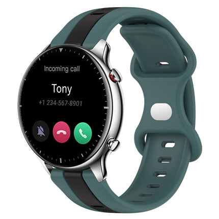 22mm Butterfly Buckle Two-Color Silicone Watch Band, For Amazfit GTR 2, For Amazfit 3