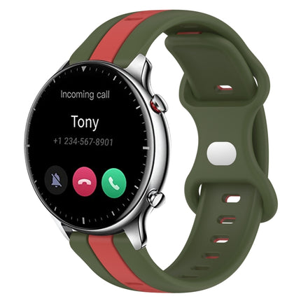 22mm Butterfly Buckle Two-Color Silicone Watch Band, For Amazfit GTR 2, For Amazfit 3
