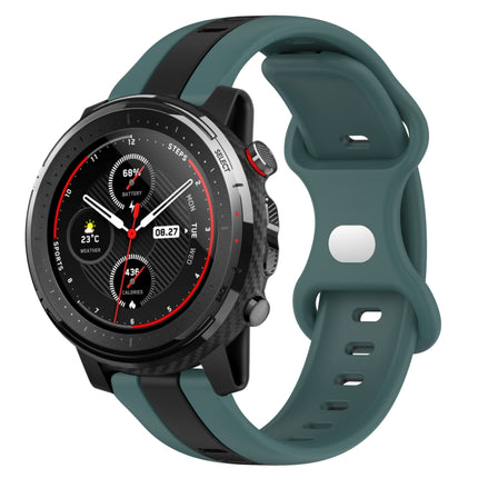 22mm Butterfly Buckle Two-Color Silicone Watch Band, For Amazfit GTR 2, For Amazfit 3