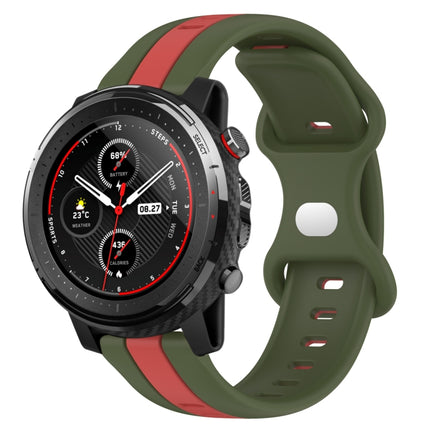 22mm Butterfly Buckle Two-Color Silicone Watch Band, For Amazfit GTR 2, For Amazfit 3