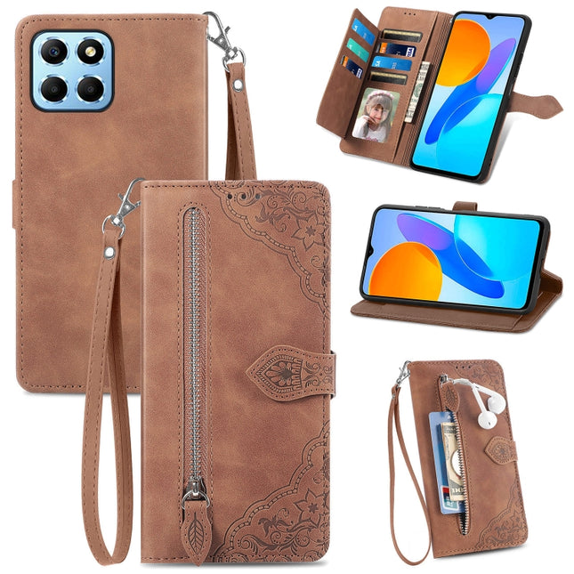 Embossed Flower Shockproof Leather Phone Case, For Honor X8 5G, For OPPO A17, For OPPO Reno8, For Xiaomi Poco M5