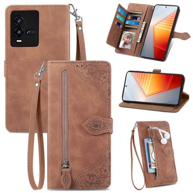 Embossed Flower Shockproof Leather Phone Case, For vivo iQOO 10, For vivo T2X 5G, For ZTE Blade A72 4G, For Huawei Mate 50 Pro