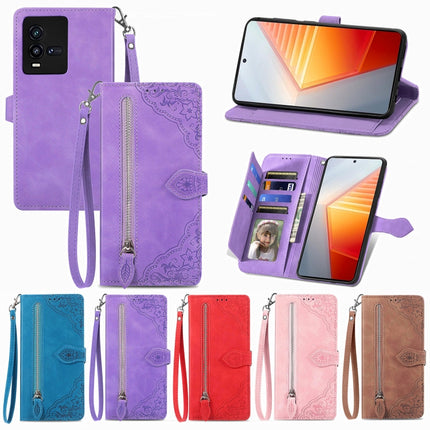 Embossed Flower Shockproof Leather Phone Case, For vivo iQOO 10, For vivo T2X 5G, For ZTE Blade A72 4G, For Huawei Mate 50 Pro