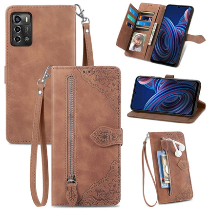 Embossed Flower Shockproof Leather Phone Case, For vivo iQOO 10, For vivo T2X 5G, For ZTE Blade A72 4G, For Huawei Mate 50 Pro