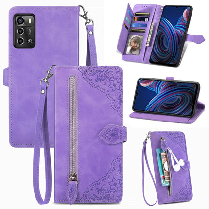 Embossed Flower Shockproof Leather Phone Case, For vivo iQOO 10, For vivo T2X 5G, For ZTE Blade A72 4G, For Huawei Mate 50 Pro