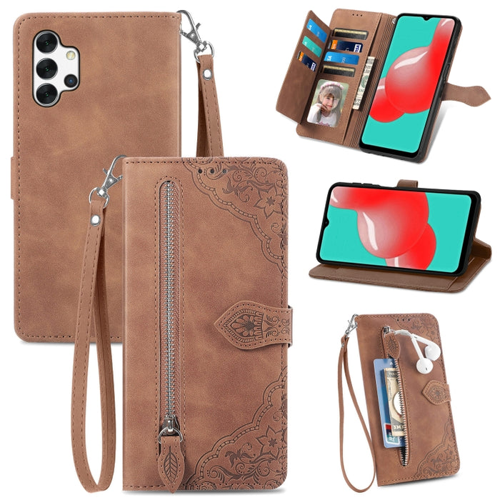 Embossed Flower Shockproof Leather Phone Case, For  Samsung Galaxy A32 5G, For Xiaomi Redmi K50 Ultra