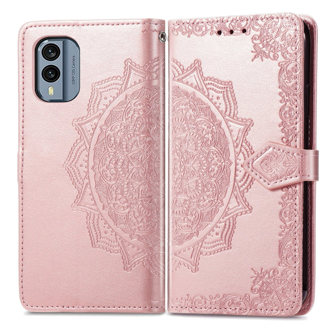 Mandala Flower Embossed Leather Phone Case, For Nokia X30, For OPPO A76 4G, For Realme 10 4G, For Realme V23