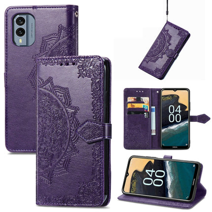 Mandala Flower Embossed Leather Phone Case, For Nokia X30, For OPPO A76 4G, For Realme 10 4G, For Realme V23