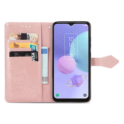 Mandala Flower Embossed Leather Phone Case, For TCL 405, For UMIDIGI A13S, For ZTE Blade A72 4G, For Xiaomi Poco M5