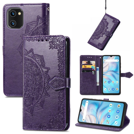 Mandala Flower Embossed Leather Phone Case, For TCL 405, For UMIDIGI A13S, For ZTE Blade A72 4G, For Xiaomi Poco M5