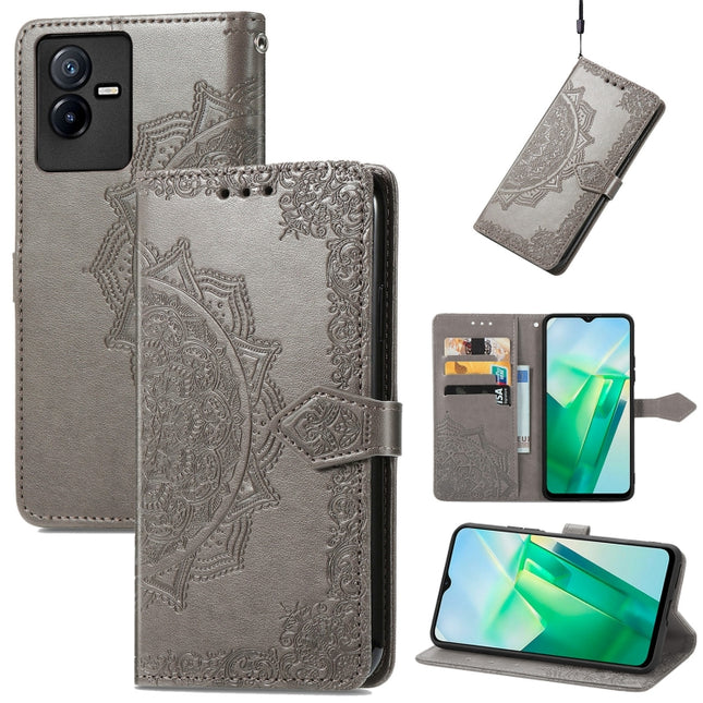 Mandala Flower Embossed Leather Phone Case, For vivo T2X 5G, For vivo V23 5G, For vivo X80 Lite, For vivo X80 Pro