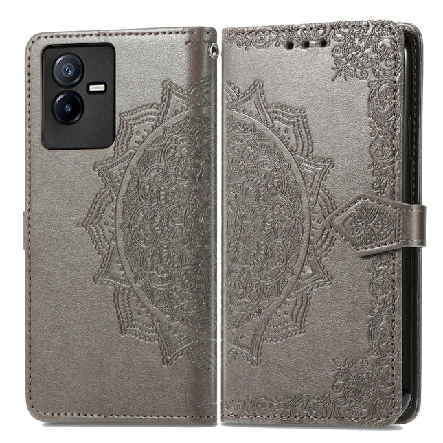 Mandala Flower Embossed Leather Phone Case, For vivo T2X 5G, For vivo V23 5G, For vivo X80 Lite, For vivo X80 Pro