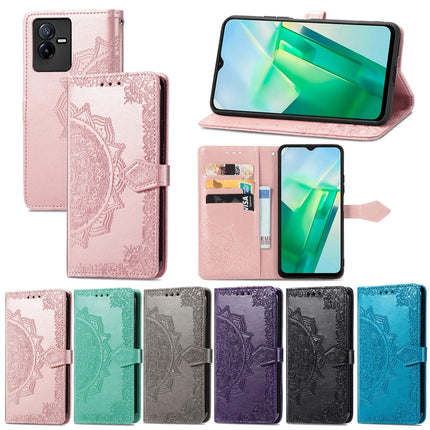 Mandala Flower Embossed Leather Phone Case, For vivo T2X 5G, For vivo V23 5G, For vivo X80 Lite, For vivo X80 Pro