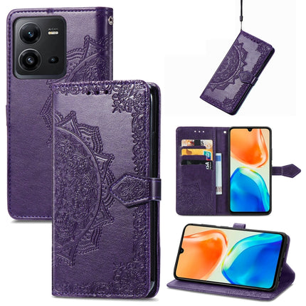 Mandala Flower Embossed Leather Phone Case, For vivo T2X 5G, For vivo V23 5G, For vivo X80 Lite, For vivo X80 Pro