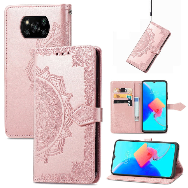 Mandala Flower Embossed Leather Phone Case, For Xiaomi Poco X3 Pro, For Xiaomi Poco X4 GT, For Xiaomi Redmi Note 10S, For Asus Zenfone 9