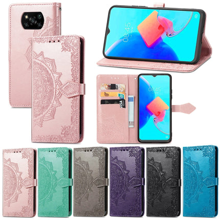 Mandala Flower Embossed Leather Phone Case, For Xiaomi Poco X3 Pro, For Xiaomi Poco X4 GT, For Xiaomi Redmi Note 10S, For Asus Zenfone 9