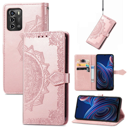 Mandala Flower Embossed Leather Phone Case, For TCL 405, For UMIDIGI A13S, For ZTE Blade A72 4G, For Xiaomi Poco M5