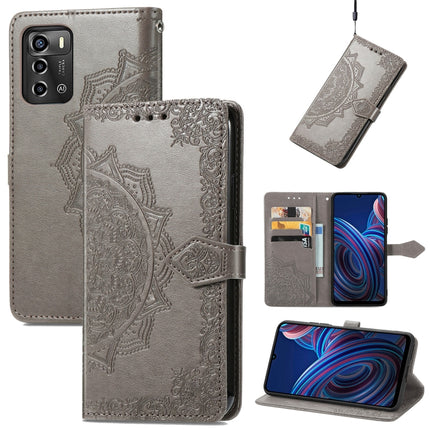 Mandala Flower Embossed Leather Phone Case, For TCL 405, For UMIDIGI A13S, For ZTE Blade A72 4G, For Xiaomi Poco M5