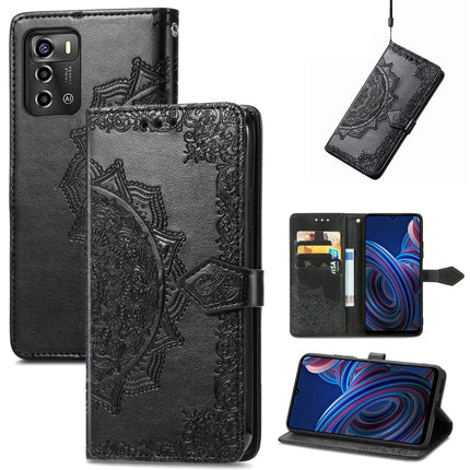 Mandala Flower Embossed Leather Phone Case, For TCL 405, For UMIDIGI A13S, For ZTE Blade A72 4G, For Xiaomi Poco M5
