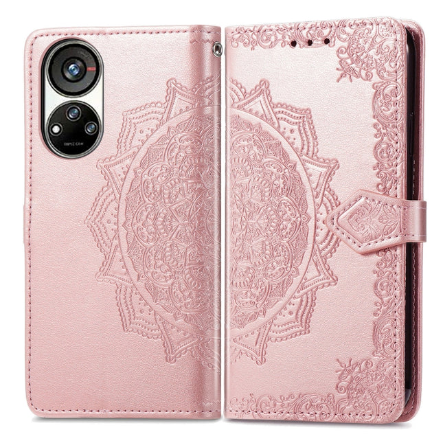 Mandala Flower Embossed Leather Phone Case, For ZTE Blade V40S, For ZTE Blade V40 Pro, For Xiaomi Redmi A1+, For Huawei Mate 50 Pro