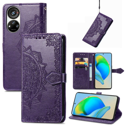 Mandala Flower Embossed Leather Phone Case, For ZTE Blade V40S, For ZTE Blade V40 Pro, For Xiaomi Redmi A1+, For Huawei Mate 50 Pro