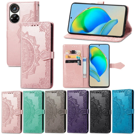 Mandala Flower Embossed Leather Phone Case, For ZTE Blade V40S, For ZTE Blade V40 Pro, For Xiaomi Redmi A1+, For Huawei Mate 50 Pro