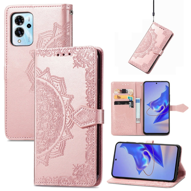 Mandala Flower Embossed Leather Phone Case, For ZTE Blade V40 Pro, For Xiaomi Redmi A1+, For Huawei Mate 50 Pro, For Xiaomi Poco X3 Pro