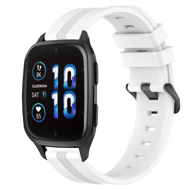 20mm Concave Striped Slicone Watch Band, For Garmin Forerunner Sq2, For Garmin Forerunner Sq2 Music