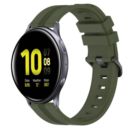 20mm Concave Striped Slicone Watch Band, For Samsung Galaxy Watch Active 2 40mm, For Samsung Galaxy Watch Active 2 44mm