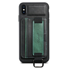 Suteni H13 Card Wallet Wrist Strap Holder PU Phone Case, For iPhone X / XS, For iPhone XR, For iPhone XS Max