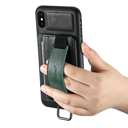 Suteni H13 Card Wallet Wrist Strap Holder PU Phone Case, For iPhone X / XS, For iPhone XR, For iPhone XS Max