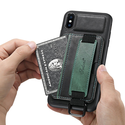 Suteni H13 Card Wallet Wrist Strap Holder PU Phone Case, For iPhone X / XS, For iPhone XR, For iPhone XS Max