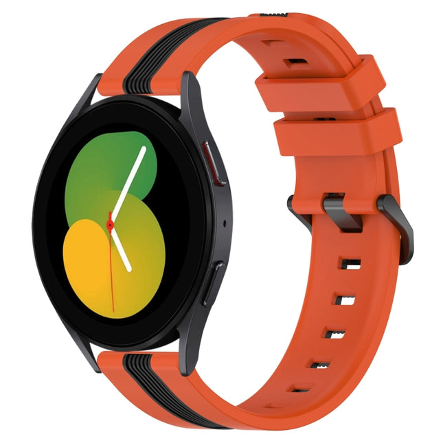 20mm Vertical Two-Color Silicone Watch Band, For Samsung Galaxy Watch5 44mm, For Samsung Galaxy Watch 6 Classic 47mm
