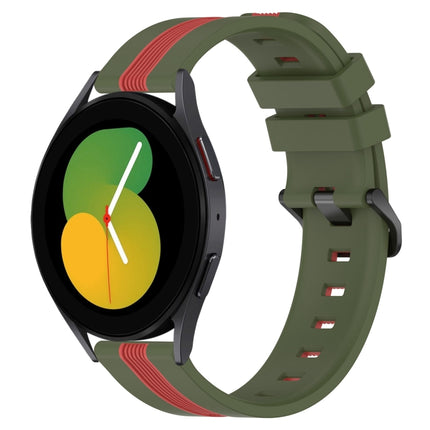 20mm Vertical Two-Color Silicone Watch Band, For Samsung Galaxy Watch5 44mm, For Samsung Galaxy Watch 6 Classic 47mm