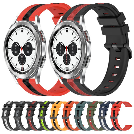 20mm Vertical Two-Color Silicone Watch Band, For Samsung  Galaxy Watch4 Classic 42mm, For Samsung  Galaxy Watch4 Classic 46mm
