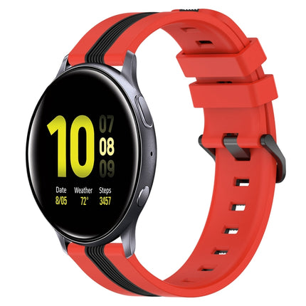20mm Vertical Two-Color Silicone Watch Band, For Samsung Galaxy Watch Active2 40mm, For Samsung Galaxy Watch Active2 44mm
