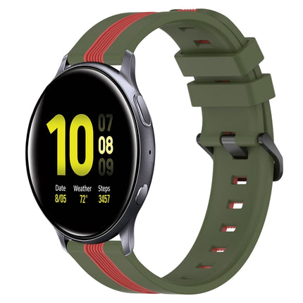 20mm Vertical Two-Color Silicone Watch Band, For Samsung Galaxy Watch Active2 40mm, For Samsung Galaxy Watch Active2 44mm