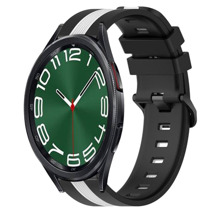 20mm Vertical Two-Color Silicone Watch Band, For Samsung Galaxy Watch5 44mm, For Samsung Galaxy Watch 6 Classic 47mm