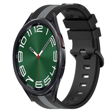 20mm Vertical Two-Color Silicone Watch Band, For Samsung Galaxy Watch5 44mm, For Samsung Galaxy Watch 6 Classic 47mm