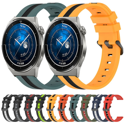 20mm Vertical Two-Color Silicone Watch Band, For Huawei Watch GT3 Pro 43mm, For Huawei Watch GT3 42mm