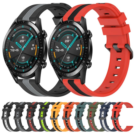 20mm Vertical Two-Color Silicone Watch Band, For Huawei Watch GT2 42mm, For Huawei Watch 2