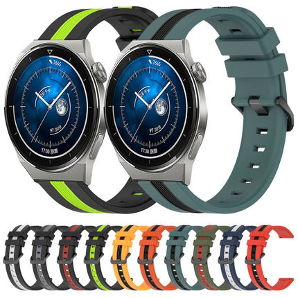 22mm Vertical Two-Color Silicone Watch Band, For Huawei Watch GT3 Pro 46mm, For Huawei Watch GT3 46mm