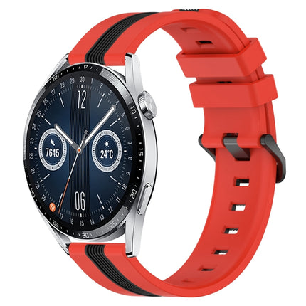 22mm Vertical Two-Color Silicone Watch Band, For Huawei Watch GT3 Pro 46mm, For Huawei Watch GT3 46mm
