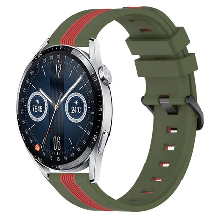 22mm Vertical Two-Color Silicone Watch Band, For Huawei Watch GT3 Pro 46mm, For Huawei Watch GT3 46mm